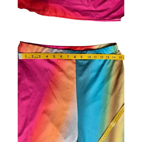 Rainbow 2-Piece Outfit With Halter Crop Top & Wide-Leg Pants - Picture 3 of 6